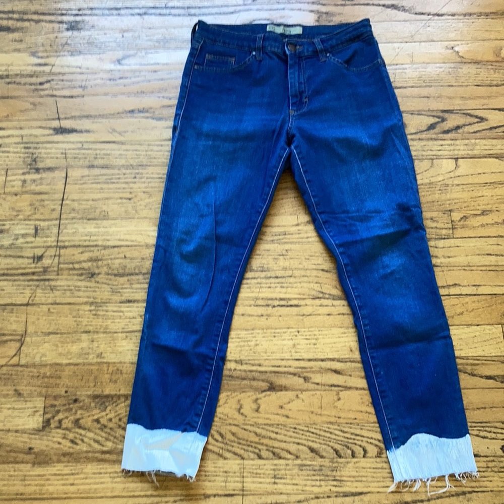 Custom Dipped Topshop Leigh painted white blue skinny jeans denim size 28